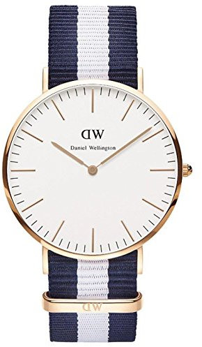 Orologio Daniel Wellington Classic Glasgow DW00100004 Al quarzo (batteria) Acciaio placcato oro rosa Quandrante Bianco Cinturino Tessuto