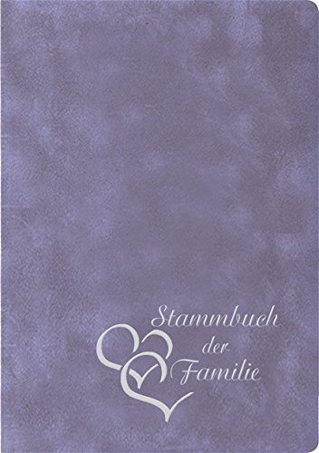 Stammbuch Herzen, Flieder/lila, Velours, Herzprägung Silber, Stammbuchformat