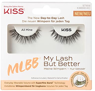 KISS My Lash But Better „All Mine“ – Künstliche Wimpern für natürlichen Look, Leichte Fake Lashes mit superfeinem Wimpernband, Wiederverwendbare Strip Lashes für Alltag & Make-up, Schwarz