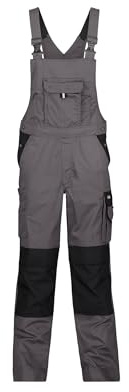 DASSY® Versailles Zweifarbige Arbeitslatzhose mit Kniepolstertaschen - Größe 56 - ZEMENTGRAU/SCHWARZ