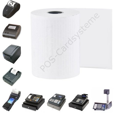 50 Stück Kassenrollen 76mm x 60m x 12mm kompatibel mit Epson TM-U375 / Normalpapier/Bonrollen/Additionsrollen/holzfrei