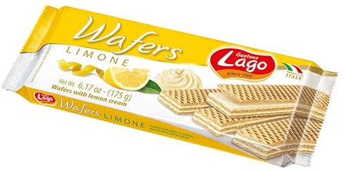 Lago 1968, Wafers 175g, Wafer con Vellutata Crema al Limone 77,5% con 3 Strati Friabili di Wafer