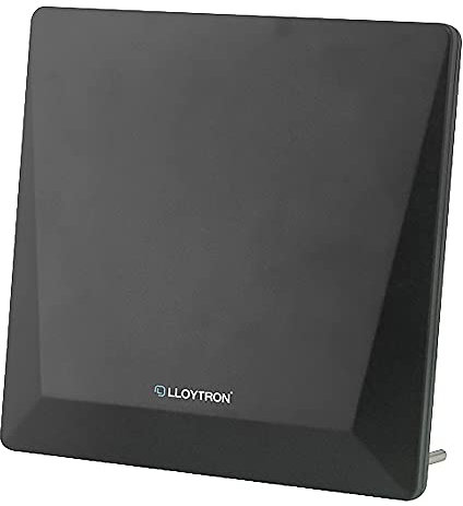LLOYTRON Active Indoor Panel TV Antenna Aerial with Digital Freeview Compatibility / Built-in LTE 4G Filter / Powerful Amplifier / 50dB gain / Superior Frequency Range / Adapter Included - A3103BK
