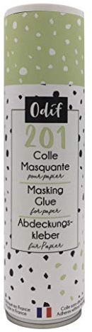 Odif - Colle Masquante pour Papier Fin 201 en Spray - Idéale pour Loisirs Créatifs, pour Travail sur Papier sans Déchirures ni Plis - Fabriqué en France, Sans Acide - Spray de 250 ml
