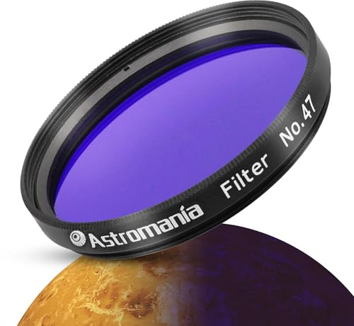 Astromania Telescope Filter, Planetary Filter with Metal Frame for Astronomical Telescope Eyepiece, 2 Inch Telescope #47 Dark Blue Color Filter for Enhancing Contrast in Lunar Planetary Observation