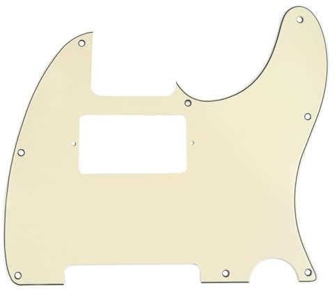 Musiclily 8 Fori Tele Battipenna Humbucker HH Pickguard per Chitarra Elettrica Fender USA/Messico Telecaster Standard Stile Moderno, 3 strati Crema
