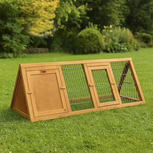 Home Discount - Conejera Triangular de Madera para Conejos y cobayas, Cierre de Puerta Exterior, tamaño Grande