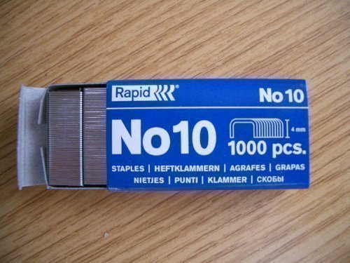 Rapid Nummer Nr. 10 Heftklammern (für Rexel Hefter) X 1000 in Box 4mm X 9mm