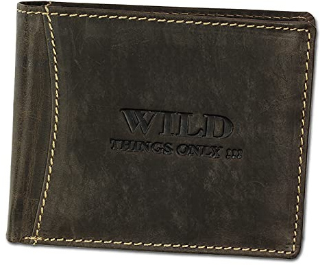 Bag Street Herren Geldbörse Portemonnaie Geldbeutel Rustikal Rindleder Leder 5453, Braun, 12,5 cm x 9,5 cm