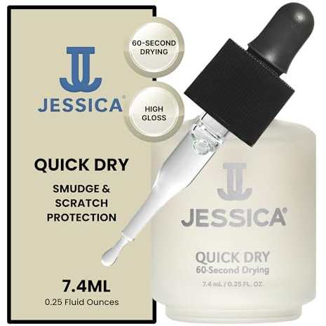 JESSICA Midi Quick Dry Nail Polish, Drops, 60 Second Drying Time, Clear Top Coat, Protects From Scratching, Smudging and Wrinkling, 7.4ml