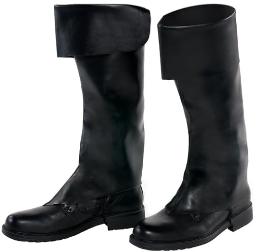 Classic Black Faux Suede Boot Toppers (Adult Size) - Boot Covers & Pirate Accessories - Ideal for Pirate Party, Themed Events, Costume Parties & Cosplays (1 Pair)