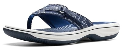 Clarks Women's Breeze Sea Flip-Flop, Navy Synthetic, 9