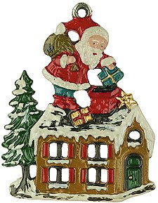 DECO DIRECT Zinnfigur Weihnachtsmann auf Dach, H: 5,5 cm, rot, glänzend