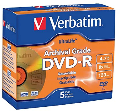 5pk Dvd-R 8x Ultralife Archival Grade Gold Shiny Jewel Case