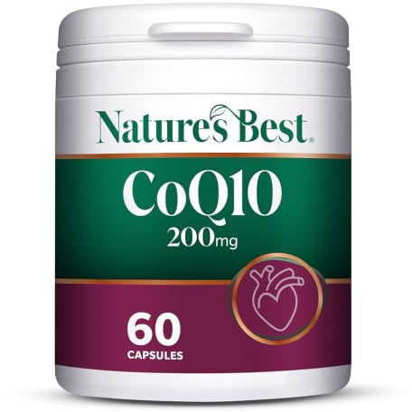 Nature's Best Co Enzyme Q10, 200mg, 60 Capsules (2 Months' Supply) | High Strength CoQ10 Supplement, One, a, Day, High Potency, Fast Absorption, UK Made