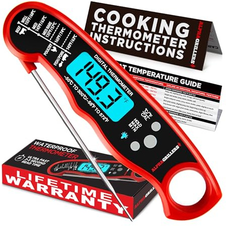 Alpha Grillers Meat Thermometer Digital – Instant Read Food Thermometer for Cooking & Grilling – Professional Kitchen Gifts for Men, Dad & Mom