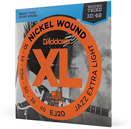 D'Addario EJ20 Nickel Wound Electric Guitar Strings, Jazz Extra Light, 10-49