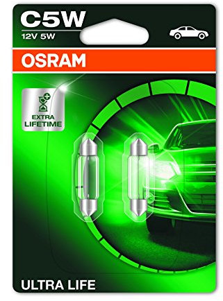 OSRAM ULTRA LIFE C5W halogen, indoor lighting, 6418ULT-02B, 12 V passenger car, double blister (2 units)