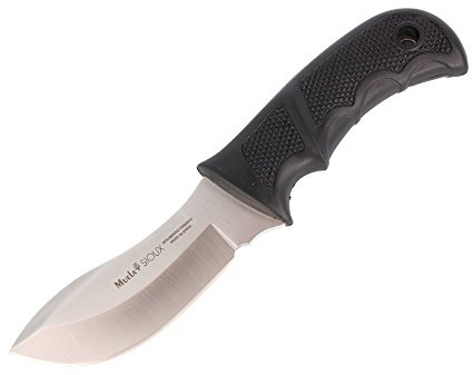 ELECTROPOLIS Cuchillo de Caza Muela Sioux SIOUX-10G, Enterizo, Mango de Goma Negra, Hoja de 10 cm, tamaño Total 21 cm + Tarjeta Multiusos de Regalo