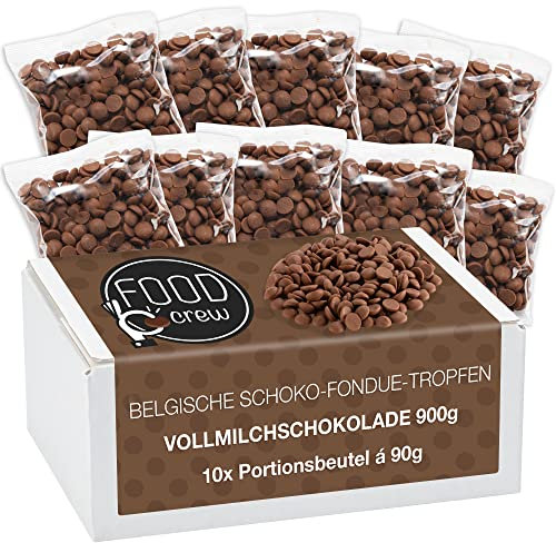 FOOD crew Pépites de Chocolat au Lait 900g - Entier Belge pour Fondue et Cookies - Délice Fondant Régal pour Fontaine de Chocolat et Kits de Fondue