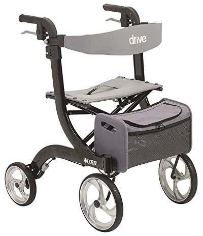 Drive Medical RTL10266BK Nitro Foldable Rollator Walker with Seat, Standard Height, Black