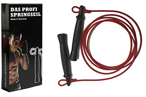 MIG MADE IN GERMANY Juper Jump PROFI Rope-Springseil, ROT High Speed, längenverstellbar mit Drehwirbel, Kunststoff PVC Sprungseil Springseile Hüpfseil Boxen Fitness Kampfsport Kickboxen Muay Thai Thaiboxen Kinder Damen Herren Erwachsene