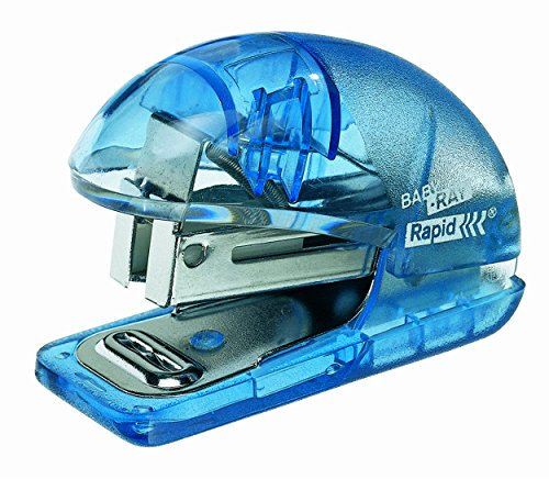 Rapid Mini Heftgerät Baby Ray (Kunststoff, 10 Blatt, Blisterverpackung, transparent) blau