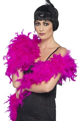 Smiffys Boa Deluxe, fucsia, pluma, 180cm, 80g Halloween, Carnaval