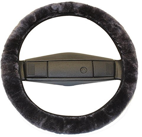 Reissner Lammfelle | LERA-15-ANT | Lenkradbezug Lenkradschoner Lenkradhülle für Auto und Wohnmobil | Echtes Merino Lammfell | Florhöhe 15mm | passend für ⌀40cm | Anti Rutsch | Farbe anthrazit grau
