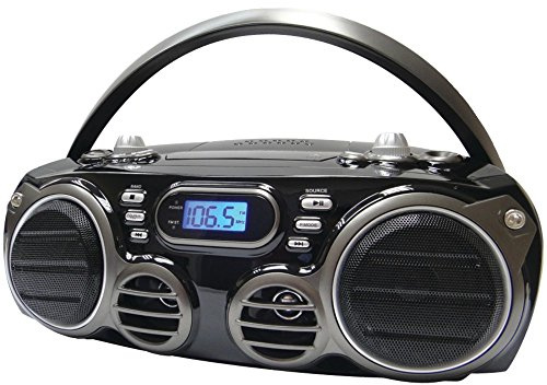 Sylvania Portable Bluetooth CD Radio BoomBox, Black
