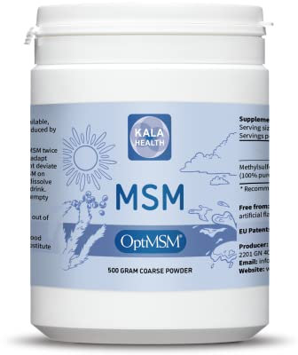 Kala Health - OptiMSM® Multi-stage distillation (Methylsulfonylmethane) MSM Powder Coarse Flakes (Crystals) 500g, pure natural Sulphur for Joints, Skin, Hair & Nails - Laboratory-tested - NO ADDITIVES - 100% Vegan - USA made - 1 Ingredient