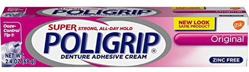 SUPER POLIGRIP Denture Adhesive Cream Original 2.40 oz (Pack of 4)
