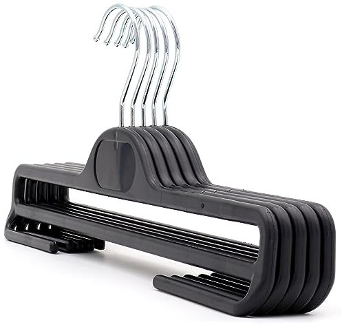 The Hanger Store 20 Black Plastic Coat Hangers with Bar for Trousers-Choose Pack Size & Colour