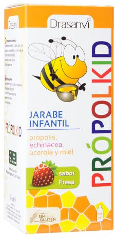 DRASANVI PROPOLKID - Própolis + Equinacea + Acerola + Miel - Contribuye al funcionamiento normal del sistema inmunitario - SIN GLUTEN - 150ml