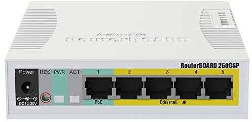 Mikrotik RB260GSP Gestito Gigabit Ethernet (10/100/1000) Collegamento Ethernet, supporto alimentazione tramite questa porta (PoE) Bianco switch di rete (Managed network switch, Gigabit Ethernet (10/100/1000), 6 W, 8-30, -25 - 65 °C)