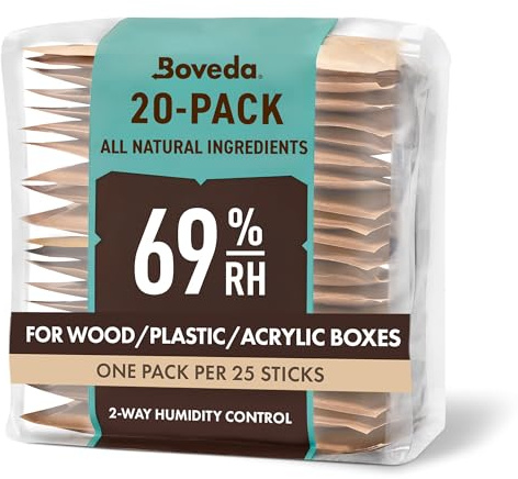 Boveda 69% Two-Way Humidity Control Packs For Plastic & Wood Humidifier Boxes & Zip Lock Bags – Size 60 – 20 Pack – Moisture Absorbers – Humidifier Packs – Hydration Packets in Resealable Bag