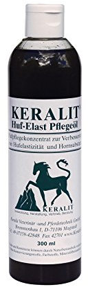 Keralit Huf-Elast Pflegeöl für Pferde | 300 ml | Feuchtigkeitsbindende Besserung für Pferdehufe | Flüssiges Wirkstoffkonzentrat | Enthält Lorbeeröl, Sesamöl, Avocadoöl