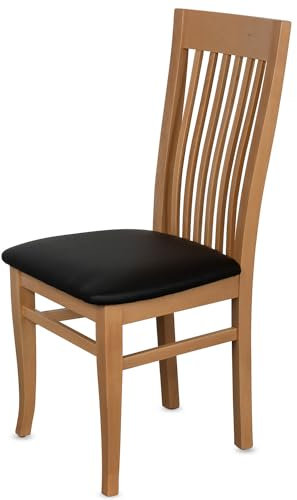 KEHO Esszimmerstühle 2er Set (CH05) - bis 150kg - Aus massivem Buchenholz - Stühle Esszimmer - Fertig montiert (Natur - Schwarz)