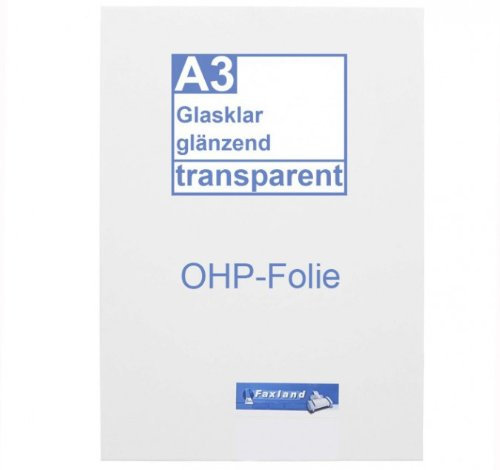 OHP Folie A3, 100 Kopierfolien, Overhead OHP Folie A3 für s/w Laserkopierer, 100 Folien (VE)
