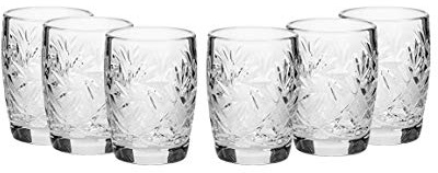 Neman SET of 6 Russian CUT Crystal Shot Sherry Glasses on a Long Stem 1.7oz (50 ml)