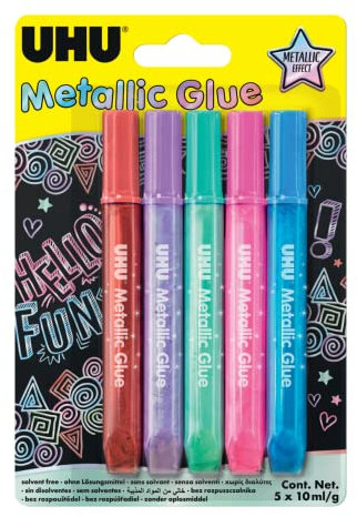 UHU Glitter Glue METALLIC, Tuben 5x10ml