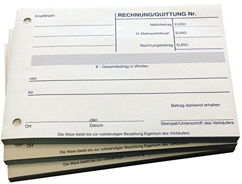 Druckerei Scharlau 16x Block Quittung - Quittungsblock - je Block 100 Blatt DIN A6 - gelocht - (22297)