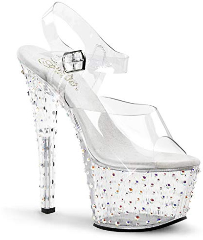 Pleaser Sandales Stardance 708 pour Femme, Transparent, 36 EU