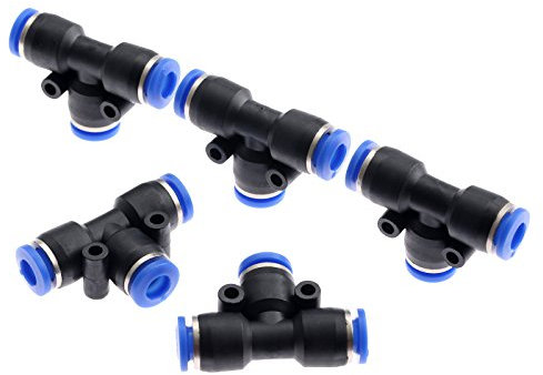 5pcs Jonction en T Tuyau de raccords rapides pneumatiques à 3 voies Connecteur Push-in Tuyau d'arrosage Raccord de Tuyau connecteur de Robinet-6mm