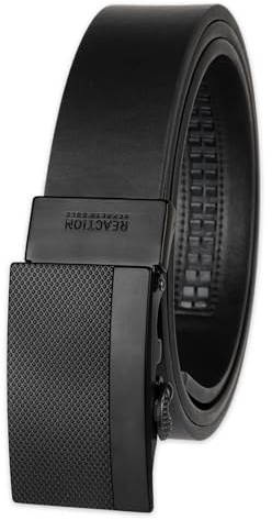 Kenneth Cole REACTION Men's Perfect Fit Adjustable Belt with Track Lock , Black Matte, Medium (34-36)