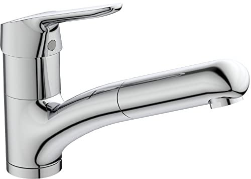 Ideal Standard BC143AA Ceraflex Mitigeur cuisine monocommande à poser sur évier, douchette orientable et amovible Chromé