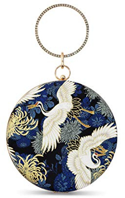 zebrum Bolso de mano de noche para mujer, bolso de mano de diseñador para fiesta, boda, bolso de mano, Azul-grande redondo