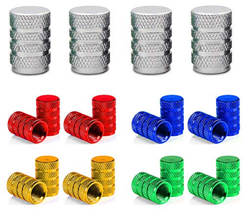 Senven 20 Pcs hochwertige Farbe Aluminium Ventilkappen, Reifenventil Staubkappen Auto, Motorrad, LKW, Fahrrad verhindern Luftleckage - Universal-Reifenventilkappen, Aluminiumlegierung