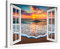 PICANOVA – Bild auf Leinwand Sonnenuntergang am Meer Fenster 120x80cm – Leinwandbild – Premium Leinwanddruck – Wandbild Kunstdruck Auf 2cm Holz-Keilrahmen Wohnzimmer Wanddekoration – Strand