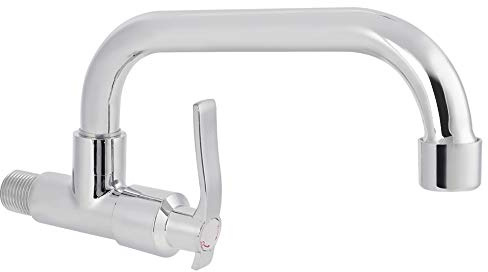 Rubinetto Singolo Acqua Fredda, Miscelatore da Parete Acqua Fredda, G1/2 Rubinetto Singolo a Parete con Tubo in Acciaio Inossidabile con Corpo in Ottone per Domestica (20cm)